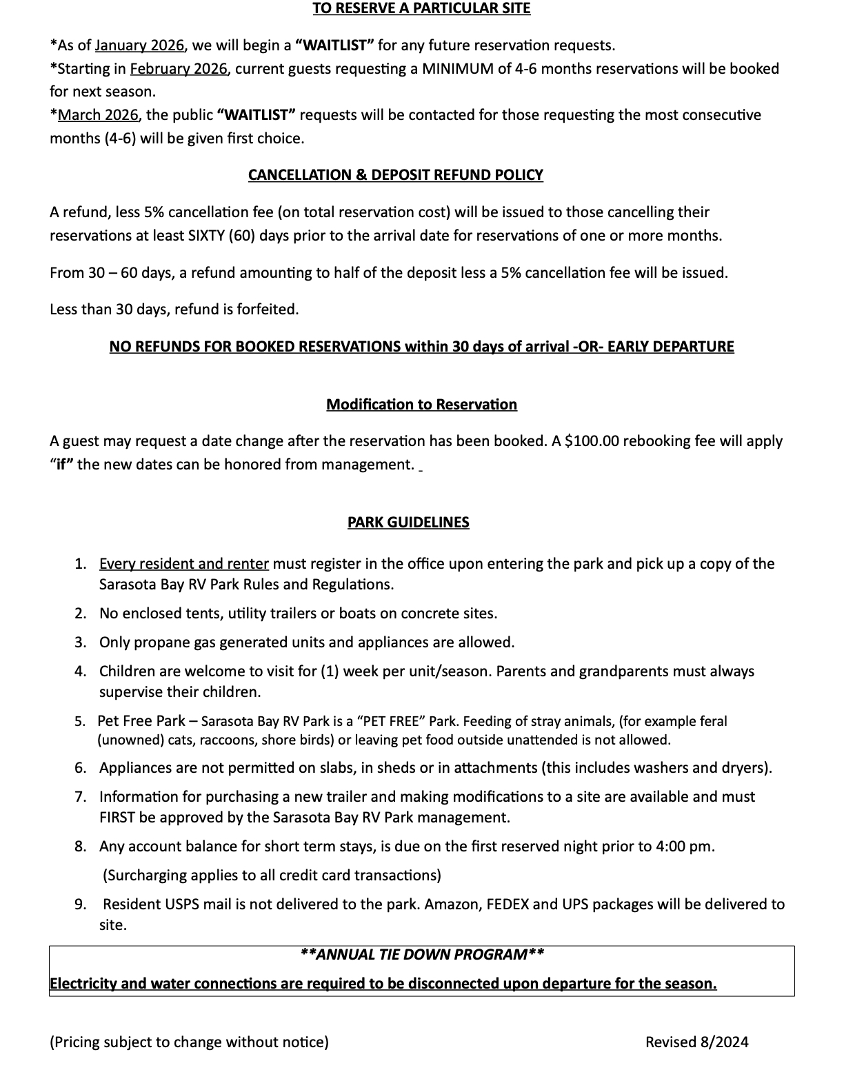 Rate sheet page 2